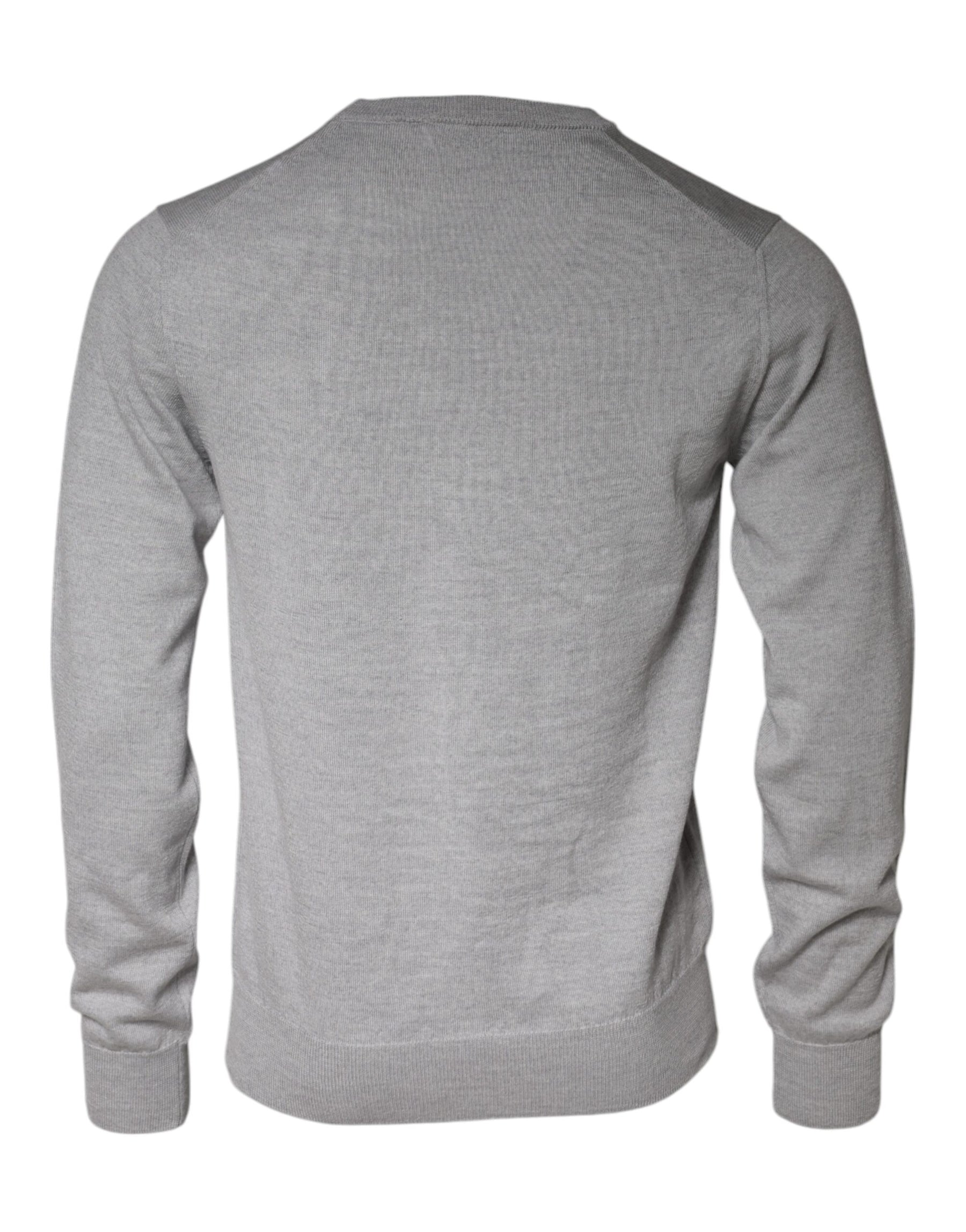 Dolce & Gabbana Light Gray Wool Crew Neck Pullover Sweater | Regal Royce