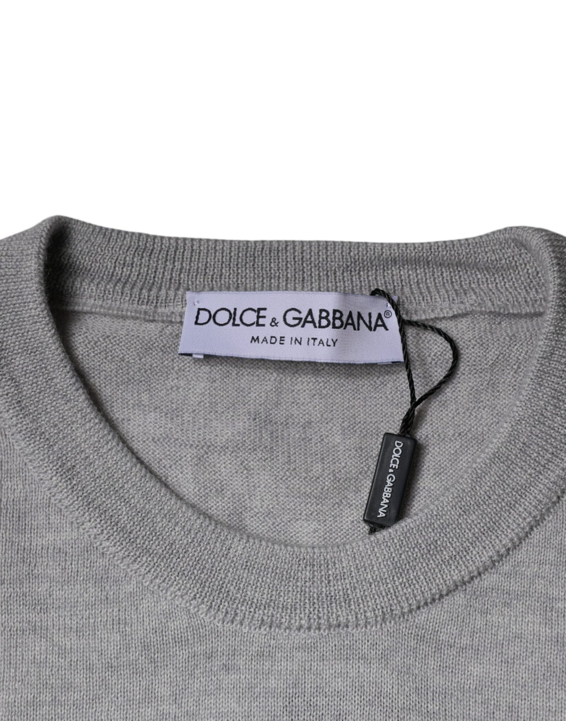 Dolce & Gabbana Light Gray Wool Crew Neck Pullover Sweater | Regal Royce