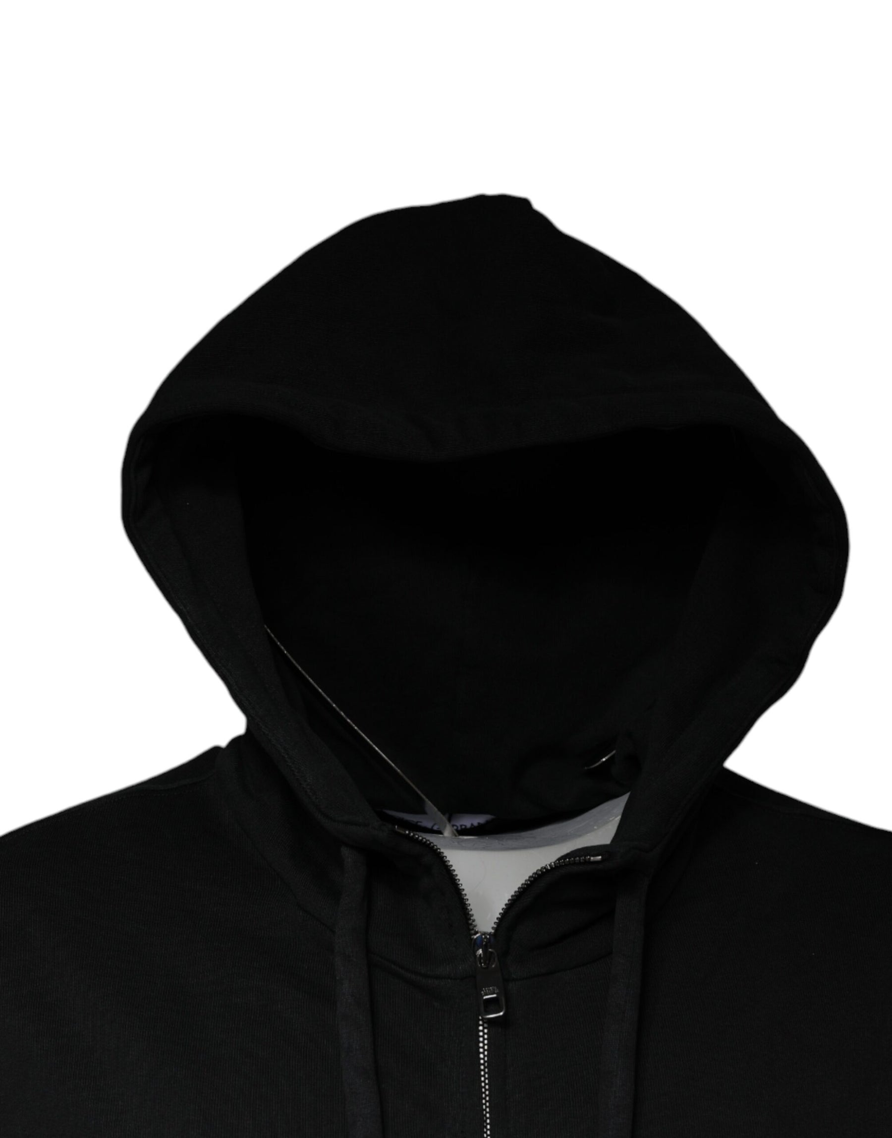 Dolce & Gabbana Black Logo Plaque Hooded Full Zip Sweater | Regal Royce