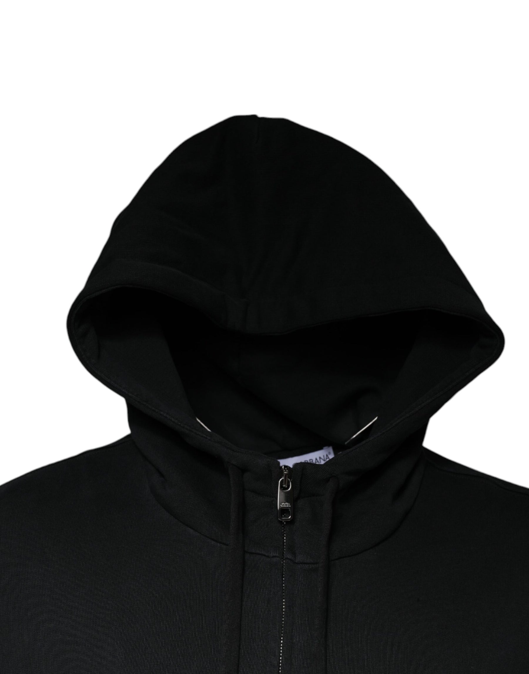 Dolce & Gabbana Black Logo Plaque Hooded Full Zip Sweater | Regal Royce