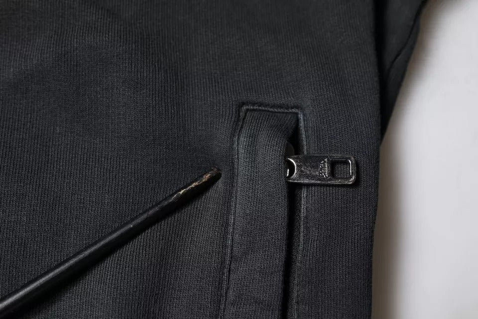 Dolce & Gabbana Black Logo Plaque Hooded Full Zip Sweater | Regal Royce