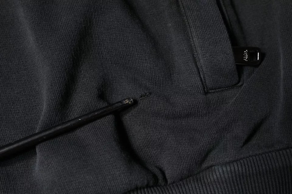 Dolce & Gabbana Black Logo Plaque Hooded Full Zip Sweater | Regal Royce