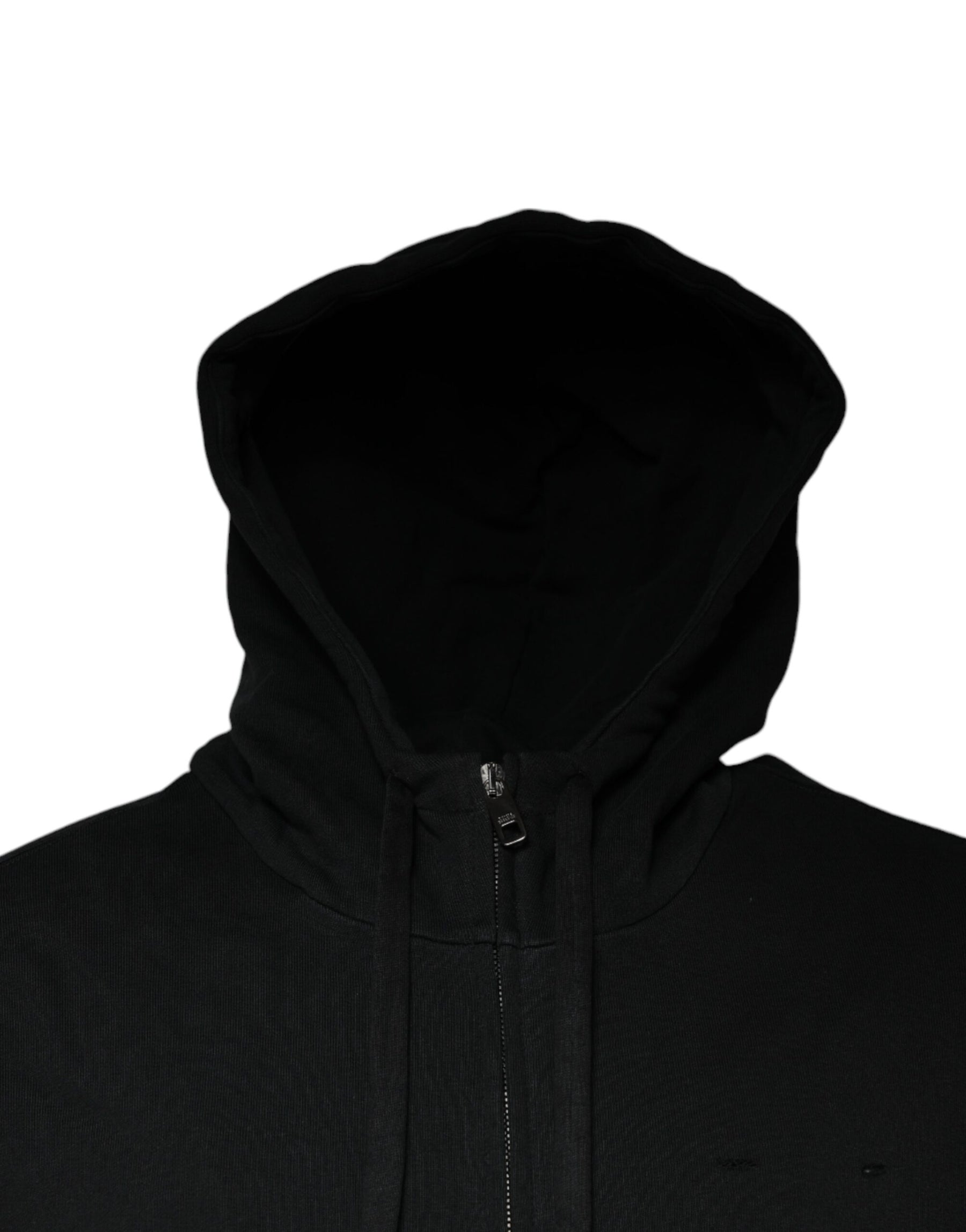 Dolce & Gabbana Black Logo Plaque Hooded Full Zip Sweater | Regal Royce