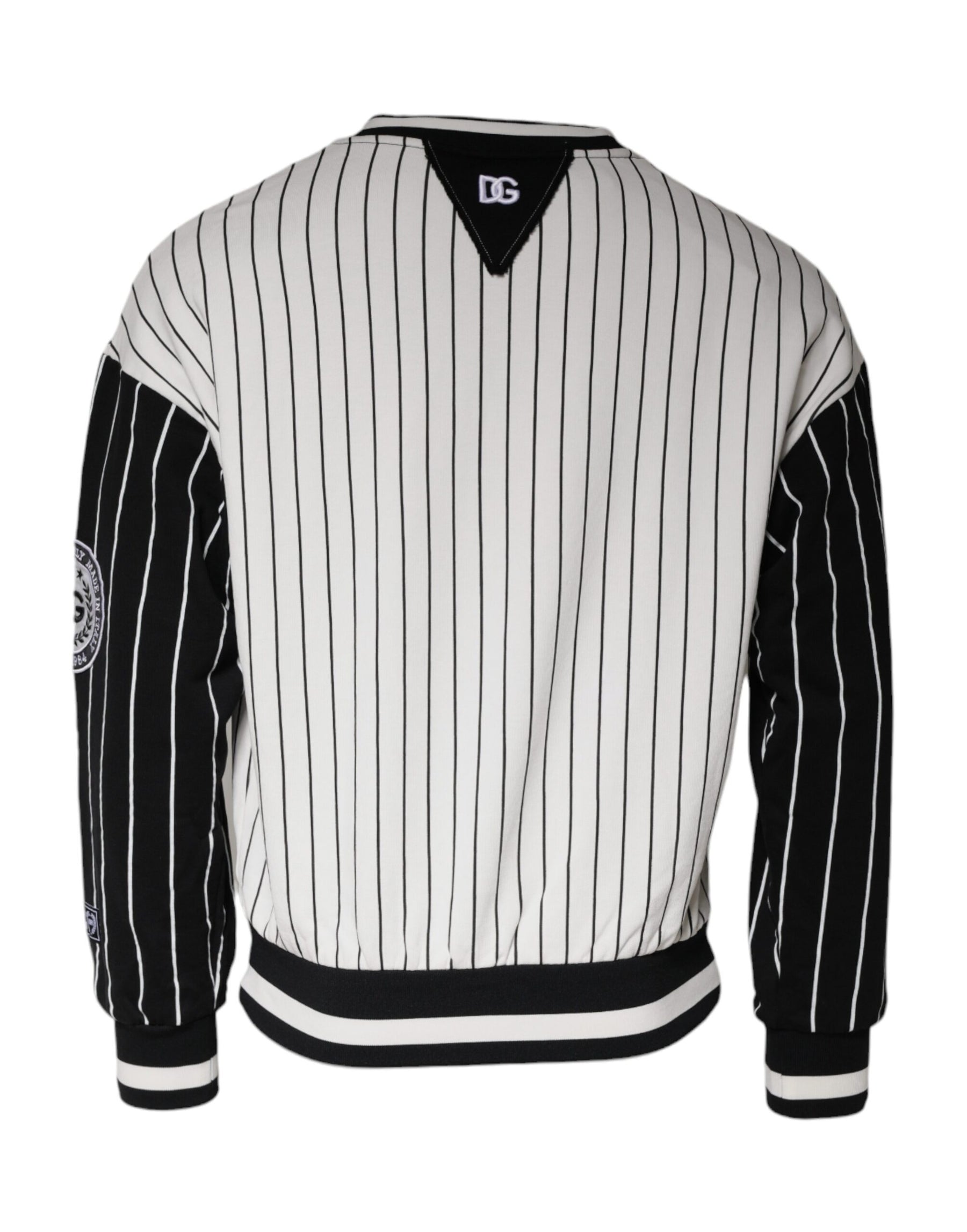 Dolce & Gabbana Black White Stripes Logo Sweatshirt Sweater | Regal Royce