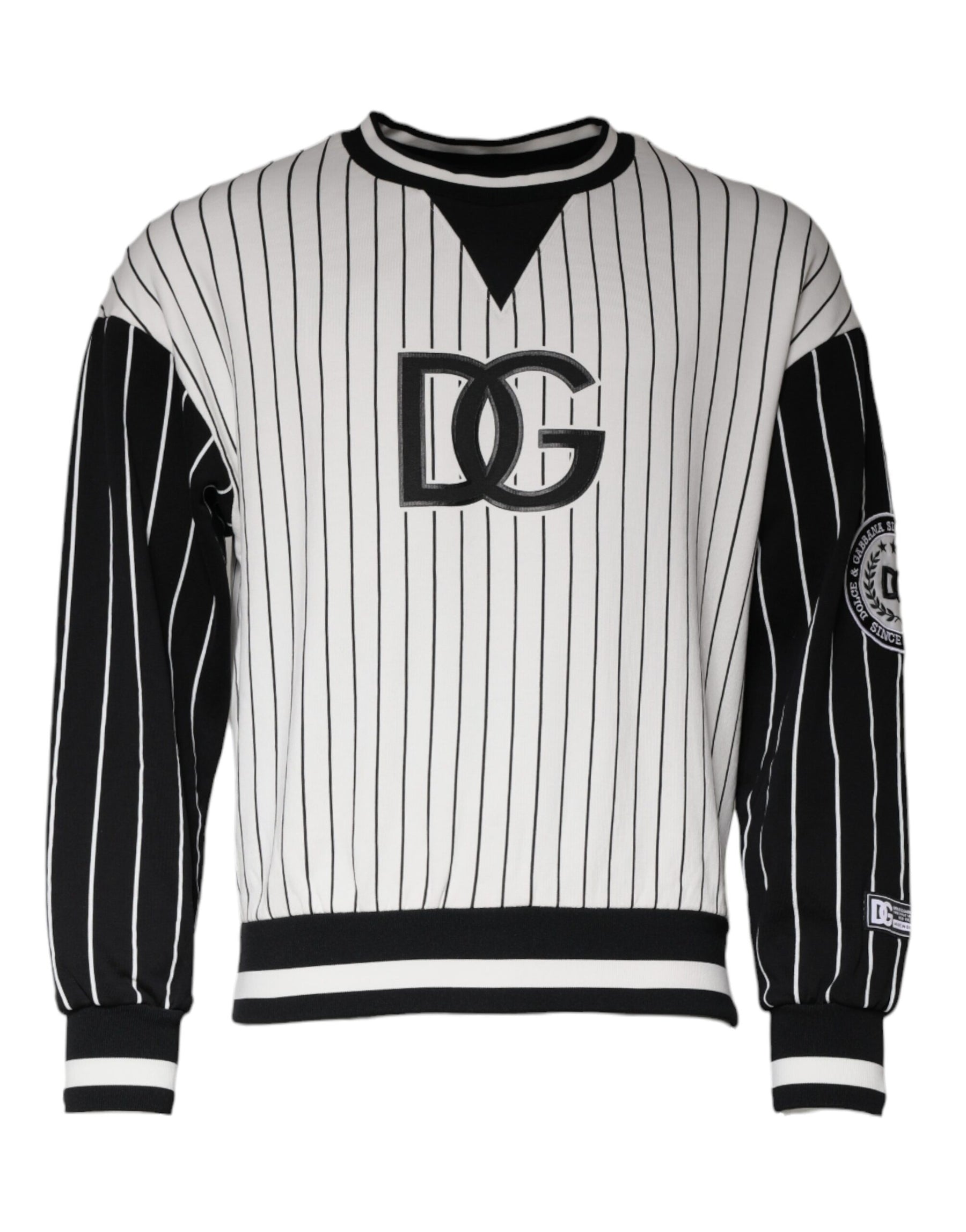 Dolce & Gabbana Black White Stripes Logo Sweatshirt Sweater | Regal Royce
