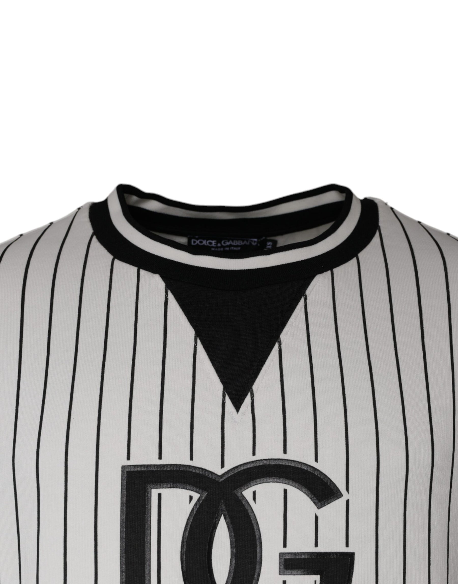 Dolce & Gabbana Black White Stripes Logo Sweatshirt Sweater | Regal Royce
