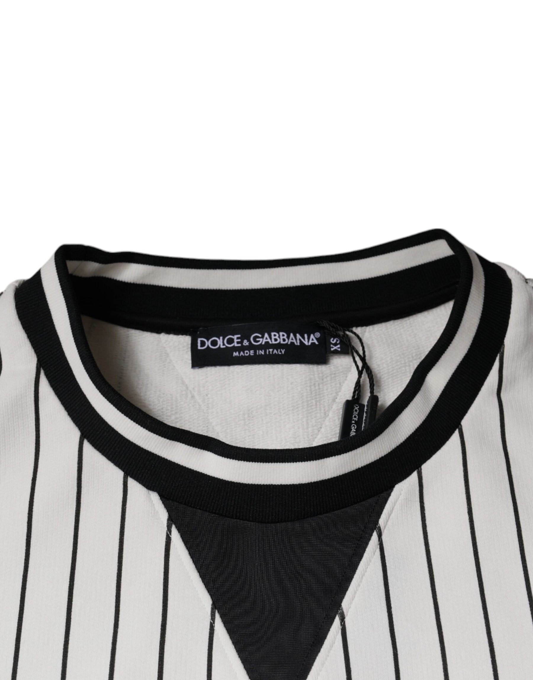 Dolce & Gabbana Black White Stripes Logo Sweatshirt Sweater | Regal Royce