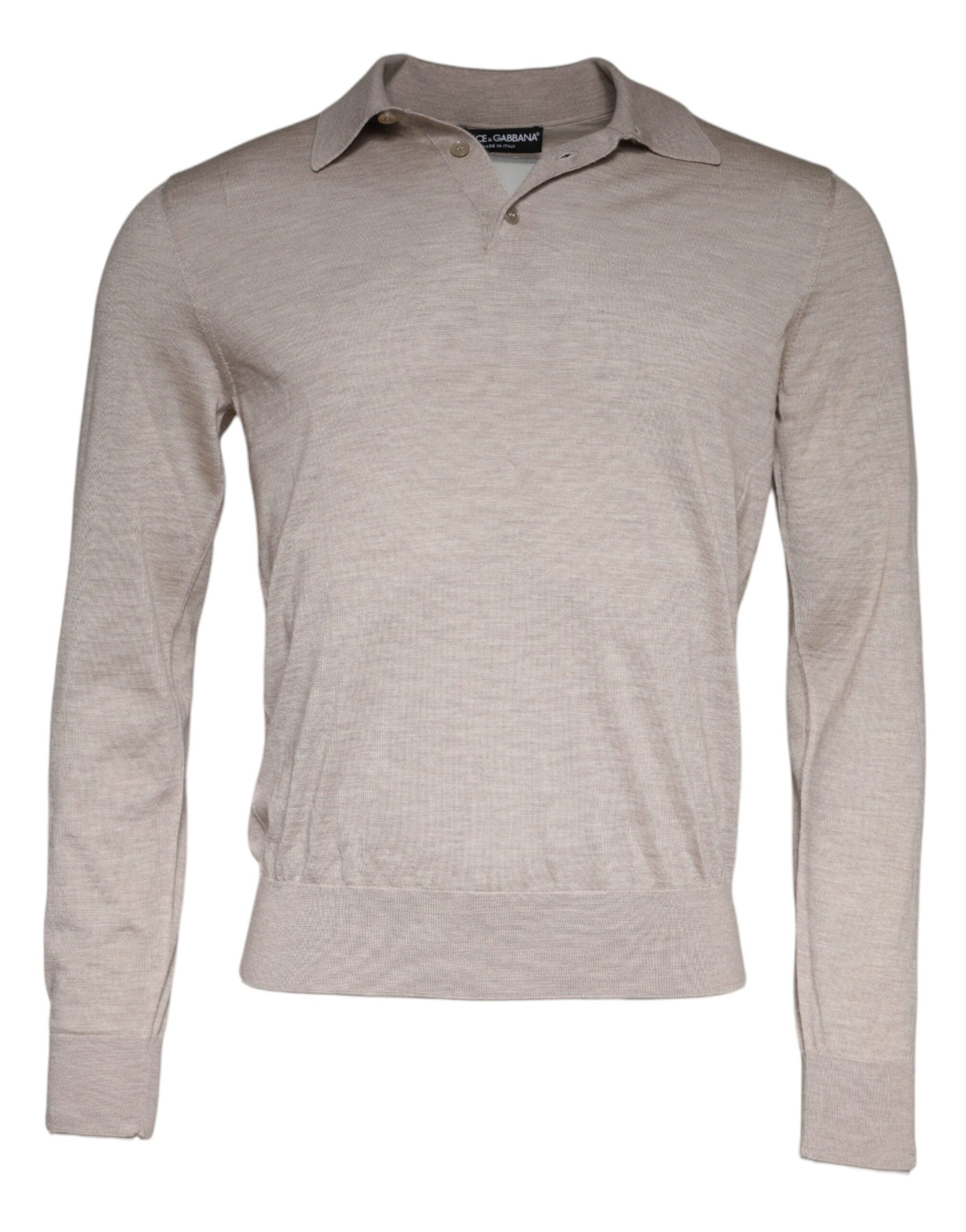 Dolce & Gabbana Beige Cashmere Knit Collared Pullover Sweater | Regal Royce