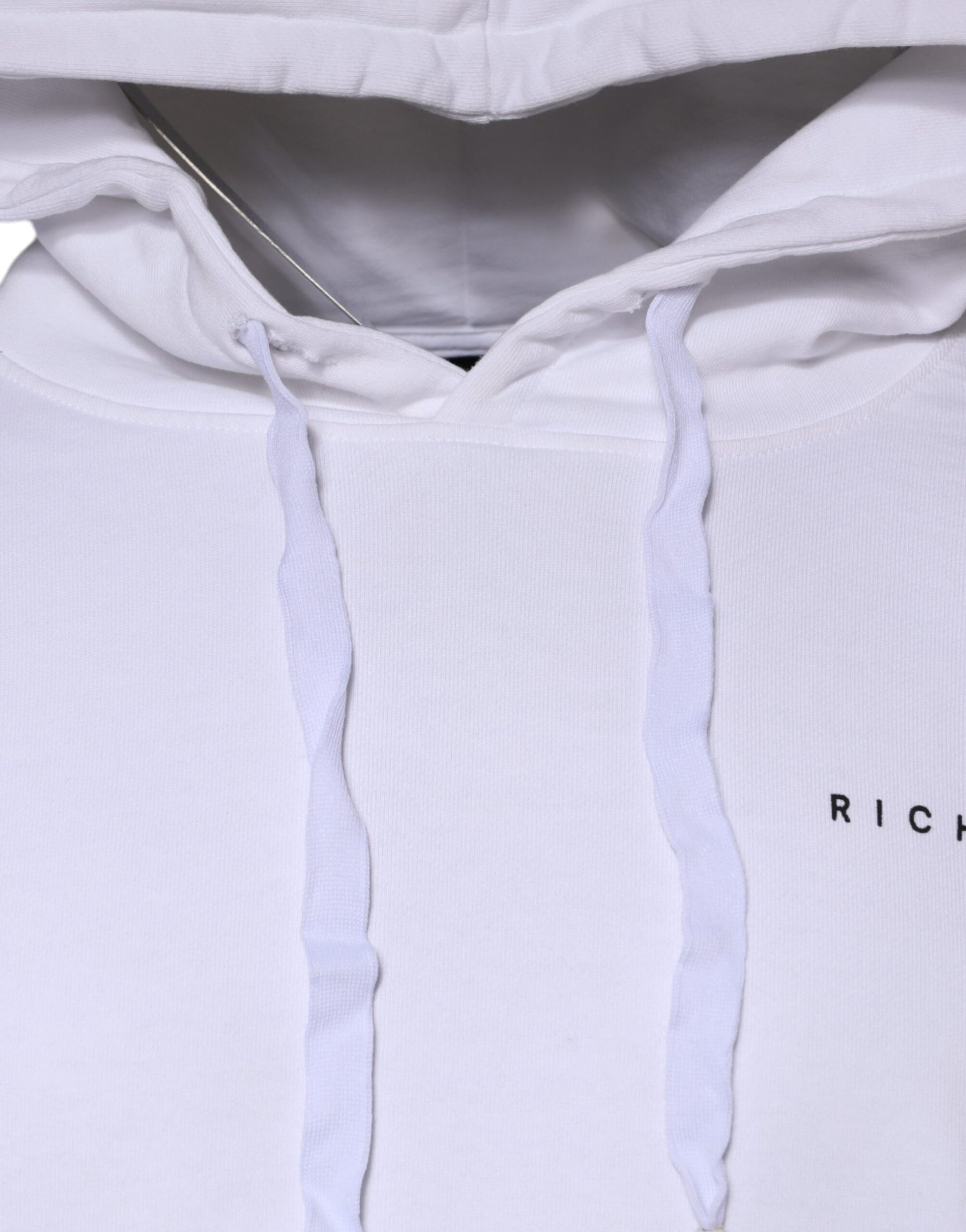John Richmond White Logo Cotton Hooded Sweatshirt Sweater | Regal Royce
