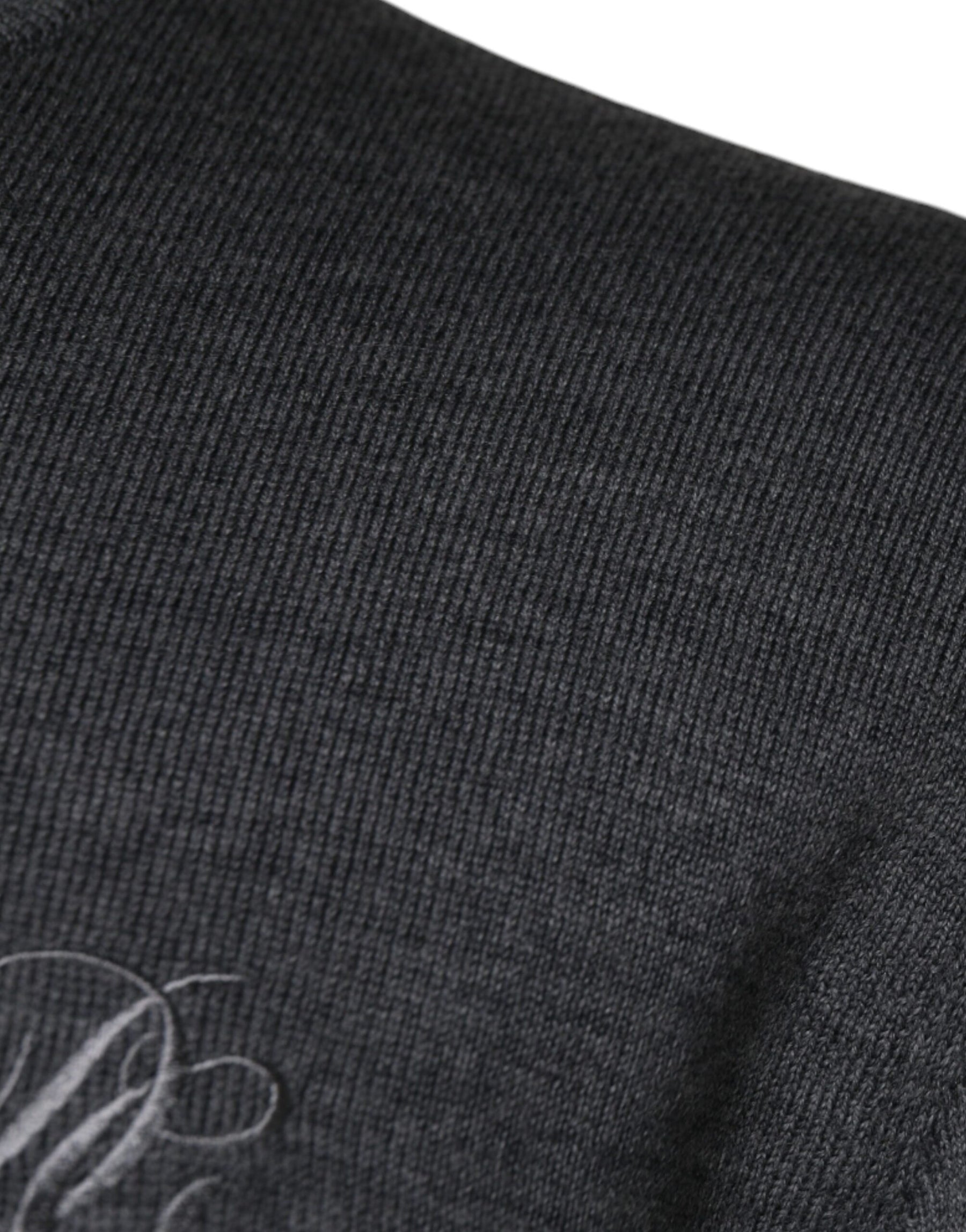 Dolce & Gabbana Dark Gray Wool Crew Neck Pullover Sweater | Regal Royce