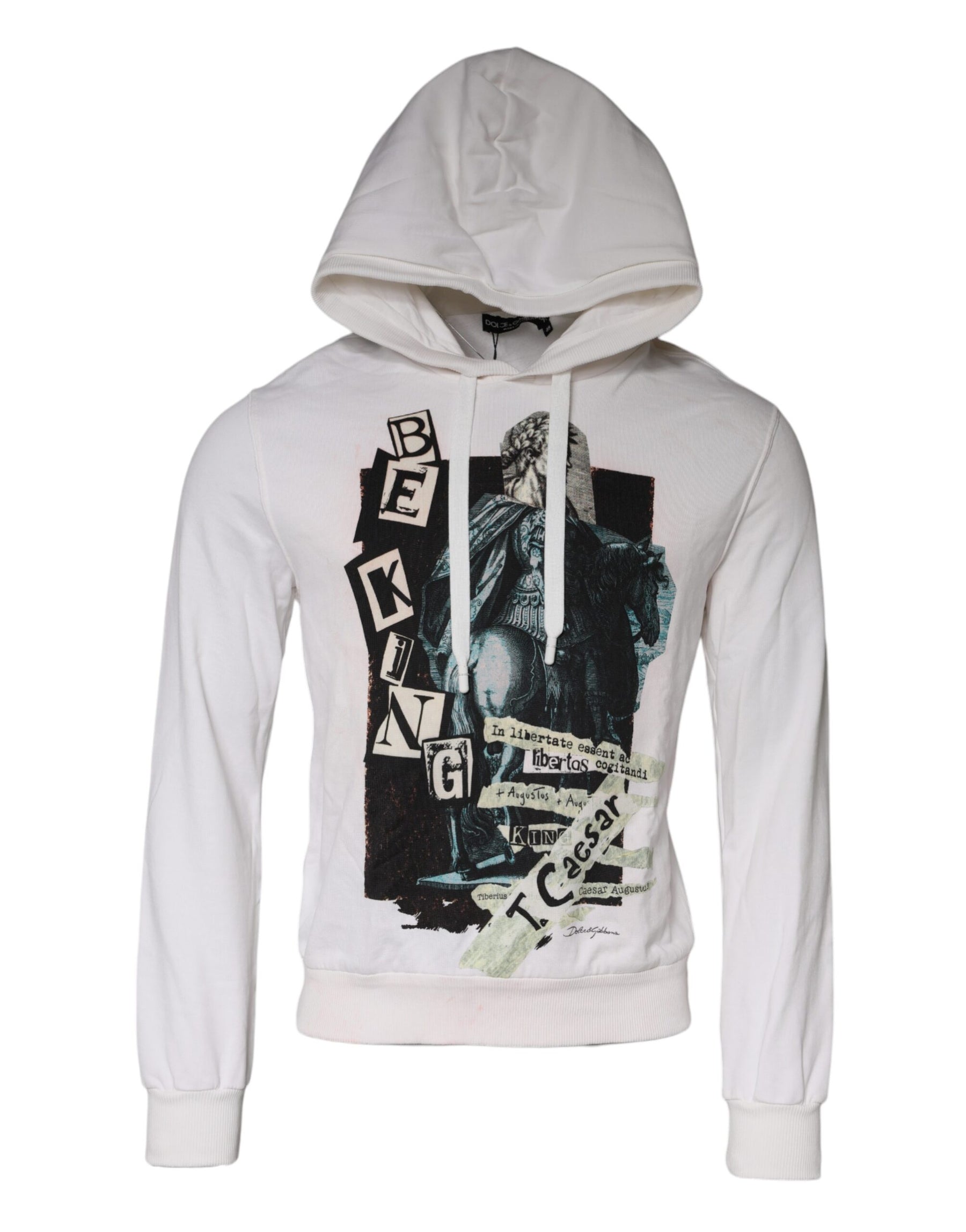 Dolce & Gabbana White Caesar Cotton Hooded Pullover Sweater | Regal Royce