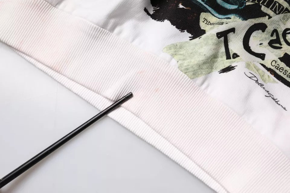 Dolce & Gabbana White Caesar Cotton Hooded Pullover Sweater | Regal Royce