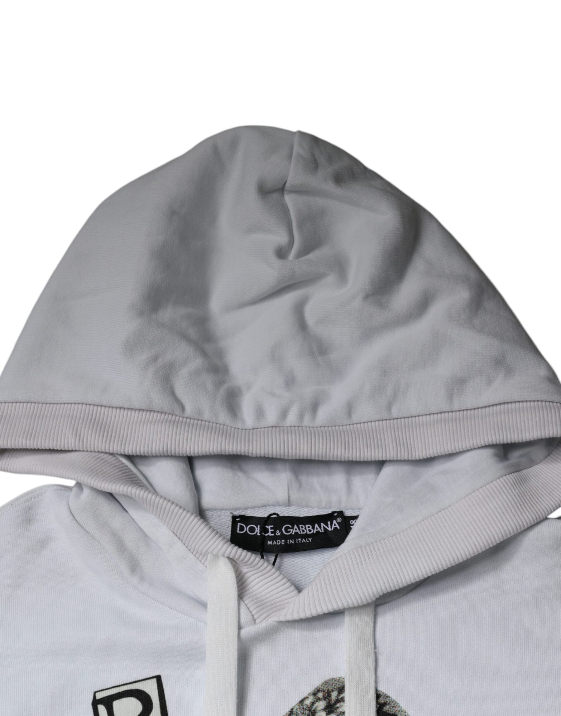 Dolce & Gabbana White Caesar Cotton Hooded Pullover Sweater | Regal Royce