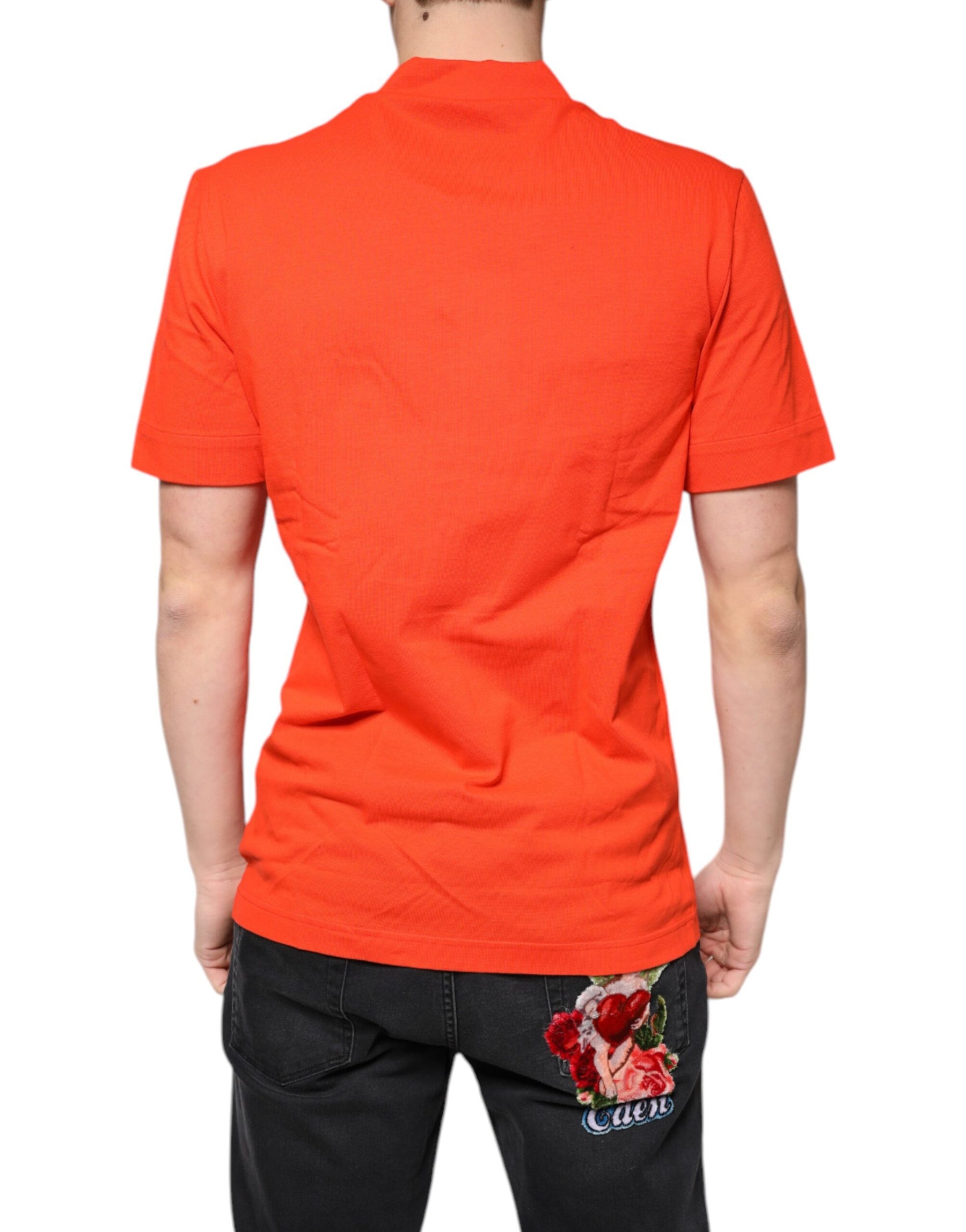 Dolce & Gabbana Orange Cotton Button Down Casual Polo Shirt | Regal Royce