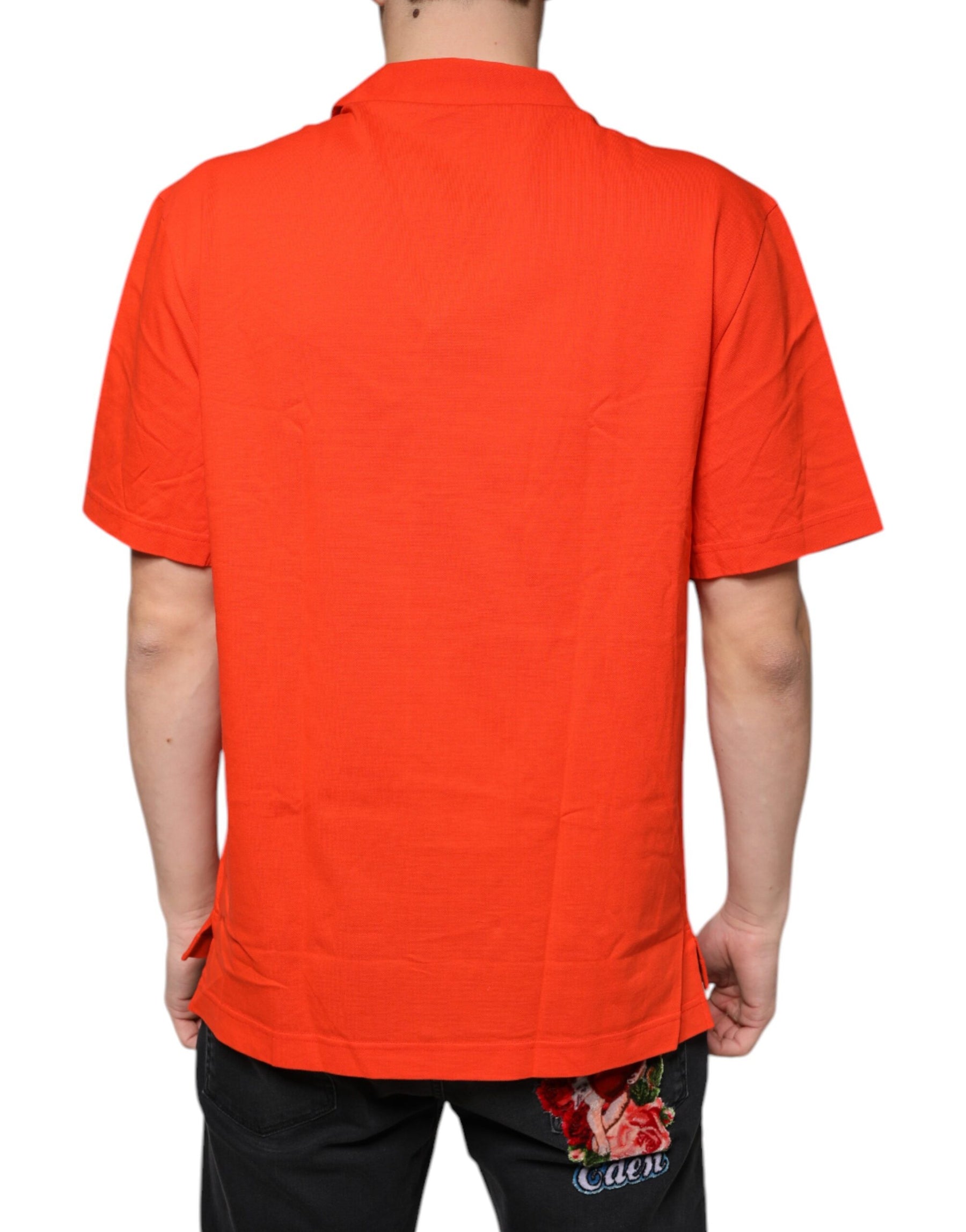 Dolce & Gabbana Orange Cotton Button Down Casual Polo Shirt | Regal Royce