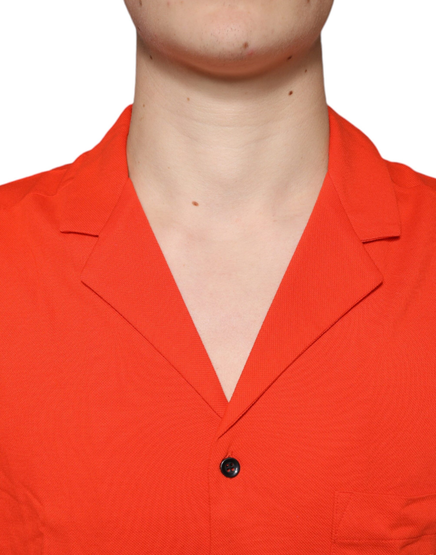 Dolce & Gabbana Orange Cotton Button Down Casual Polo Shirt | Regal Royce