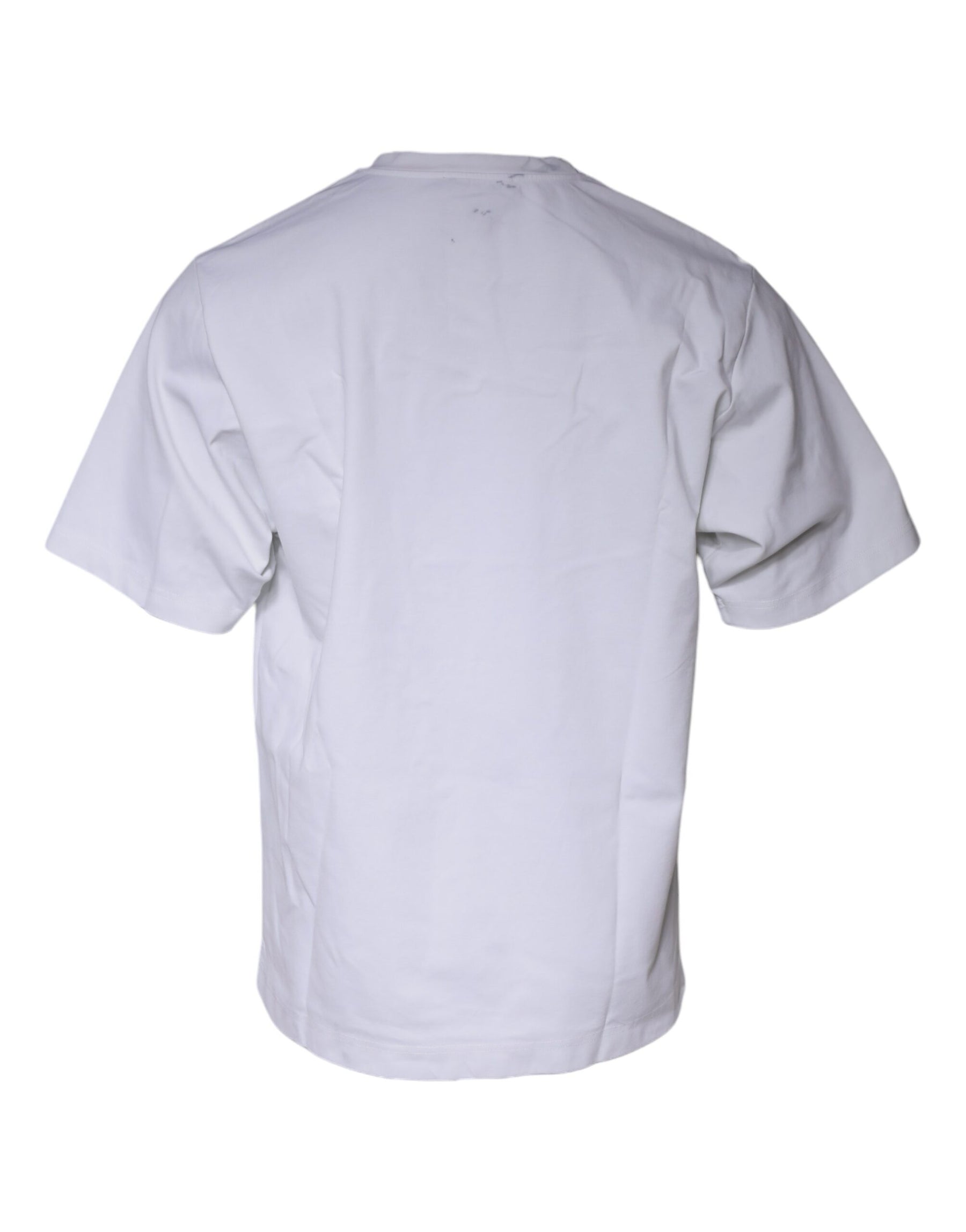 Dolce & Gabbana White Graphic Print Cotton Crew Neck T-shirt | Regal Royce