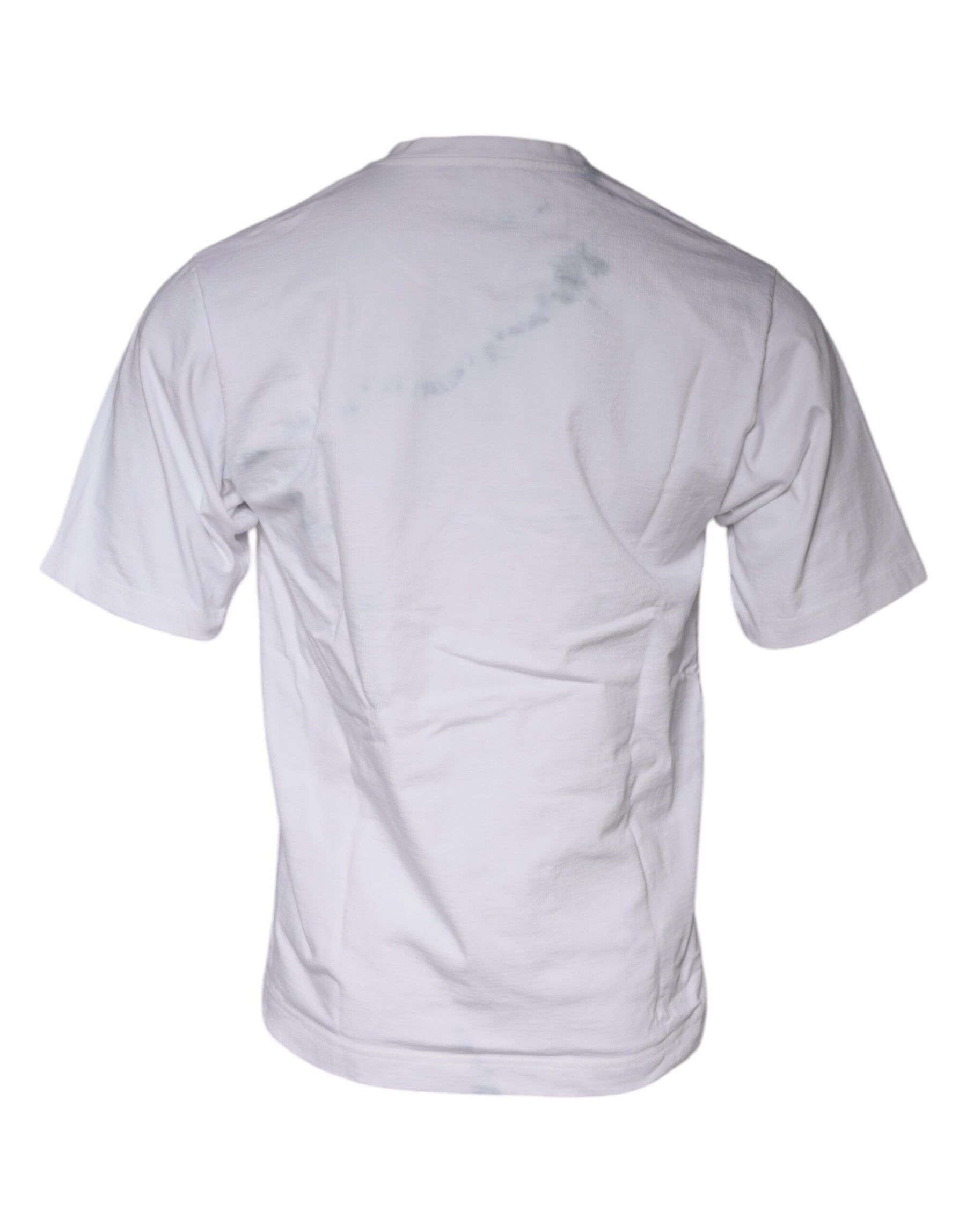 Dolce & Gabbana White Logo Print Cotton Crew Neck T-shirt | Regal Royce