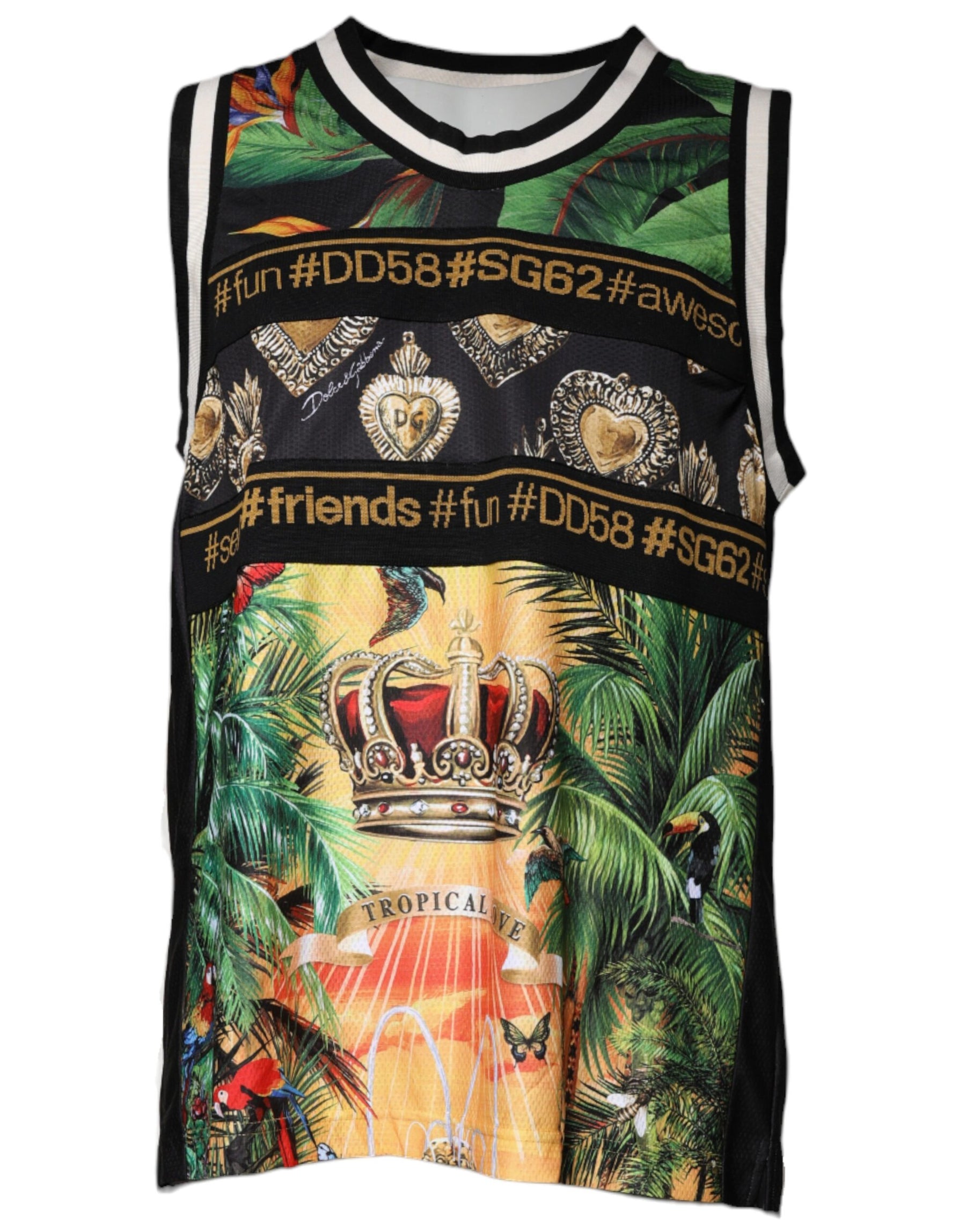 Dolce & Gabbana Multicolor Tropical Sleeveless Tank T-shirt | Regal Royce