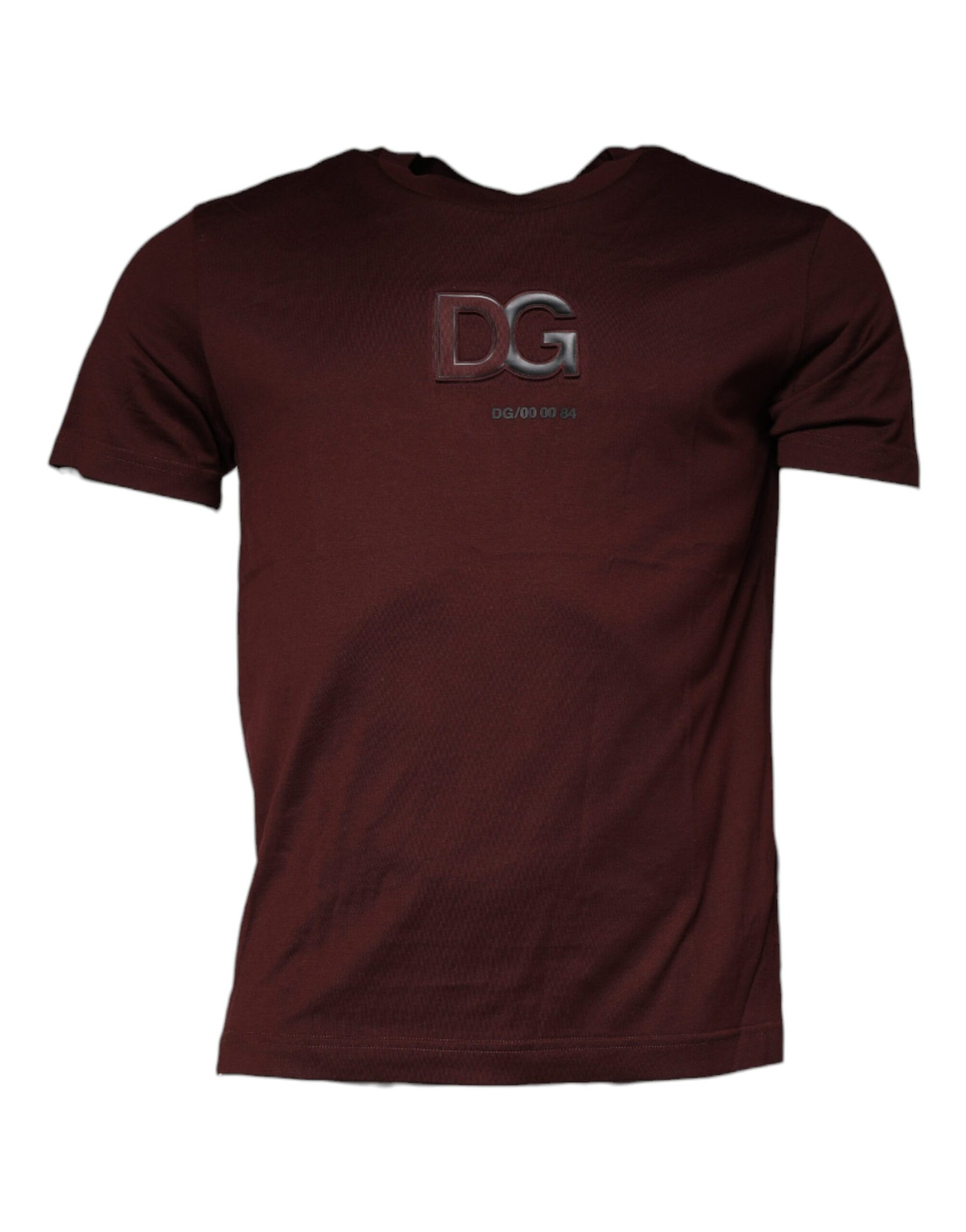 Dolce & Gabbana Maroon DG Logo Cotton Crew Neck T-shirt | Regal Royce