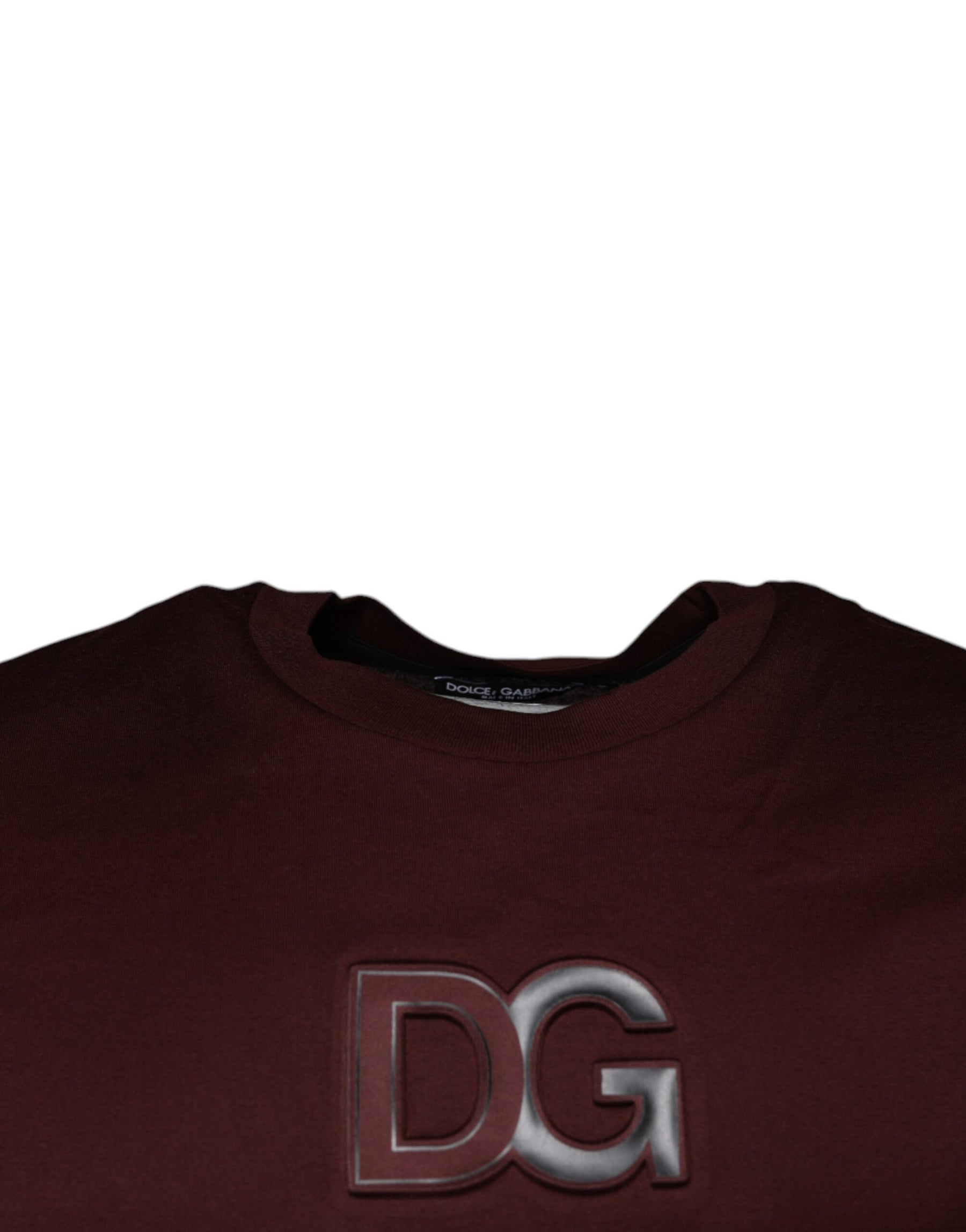 Dolce & Gabbana Maroon DG Logo Cotton Crew Neck T-shirt | Regal Royce