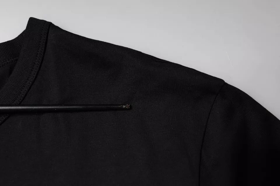 Dolce & Gabbana Black Cotton Shorts Sleeves Crewneck T-shirt | Regal Royce