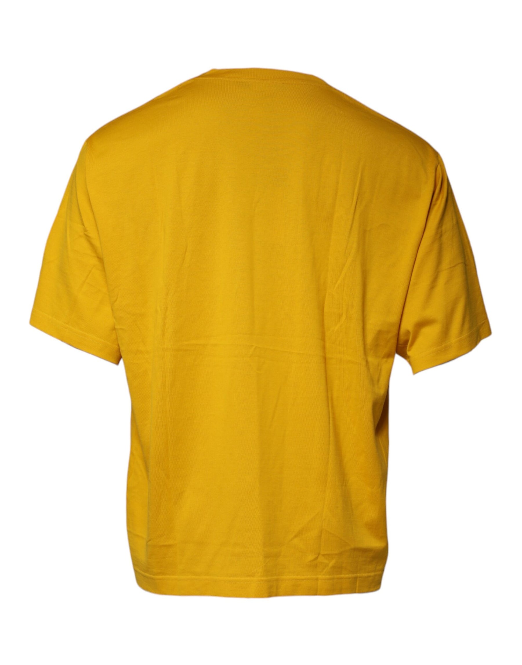 Dolce & Gabbana Mustard Embossed Logo Crew Neck T-shirt | Regal Royce