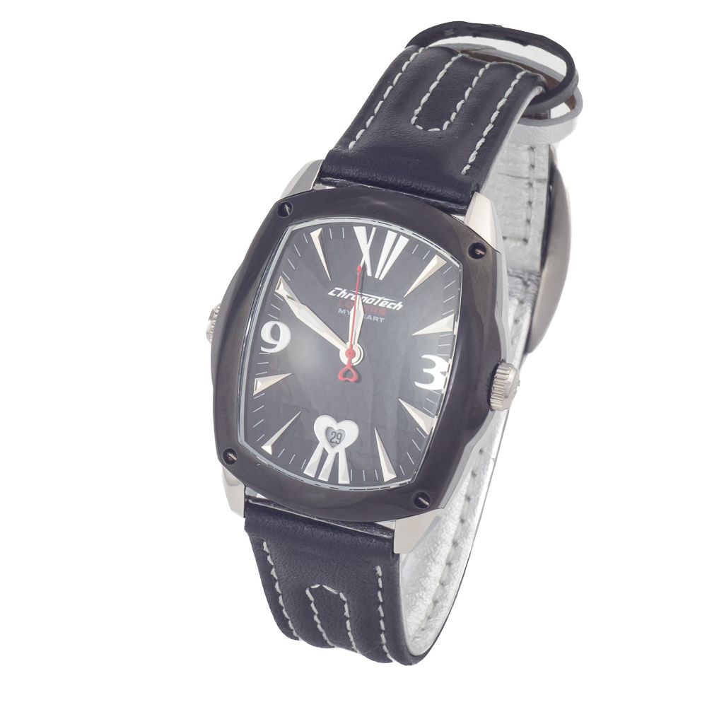 Chronotech Black Leather Dress Watch | Regal Royce