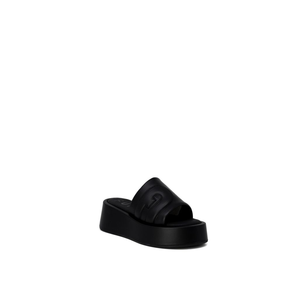 Furla Black Leather Slippers | Regal Royce