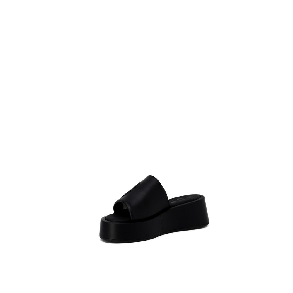 Furla Black Leather Slippers | Regal Royce