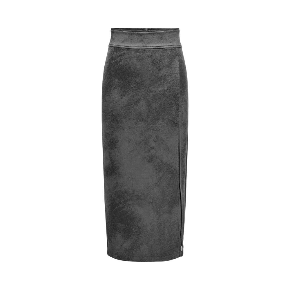 Only Gray Artificial Leather Long Skirt | Regal Royce