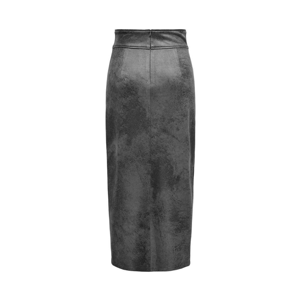 Only Gray Artificial Leather Long Skirt | Regal Royce