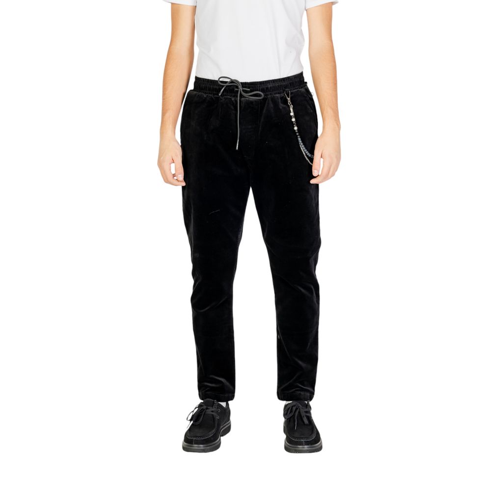 Gianni Lupo Black Cotton Casual Pants | Regal Royce