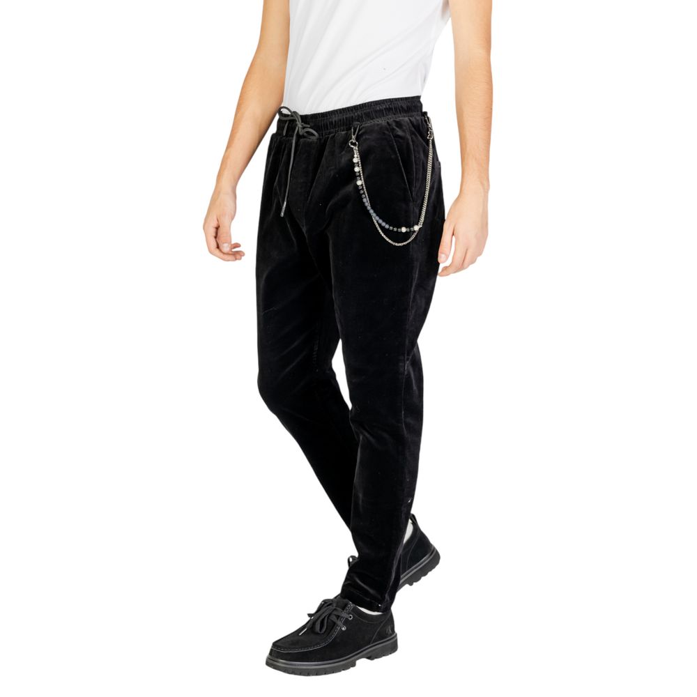 Gianni Lupo Black Cotton Casual Pants | Regal Royce