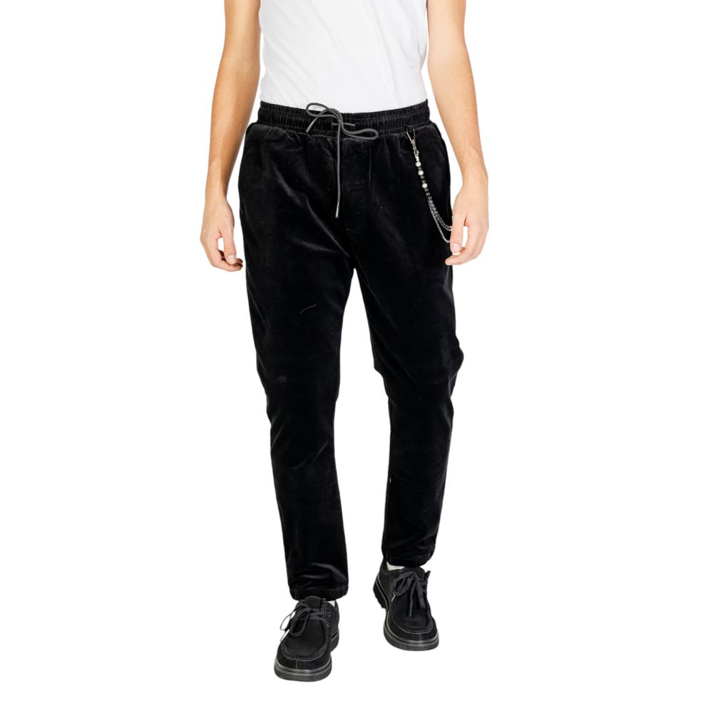 Gianni Lupo Black Cotton Casual Pants | Regal Royce