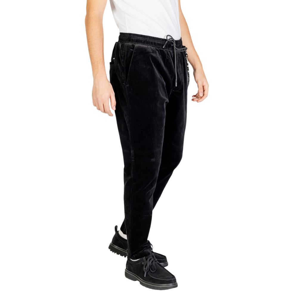 Gianni Lupo Black Cotton Casual Pants | Regal Royce