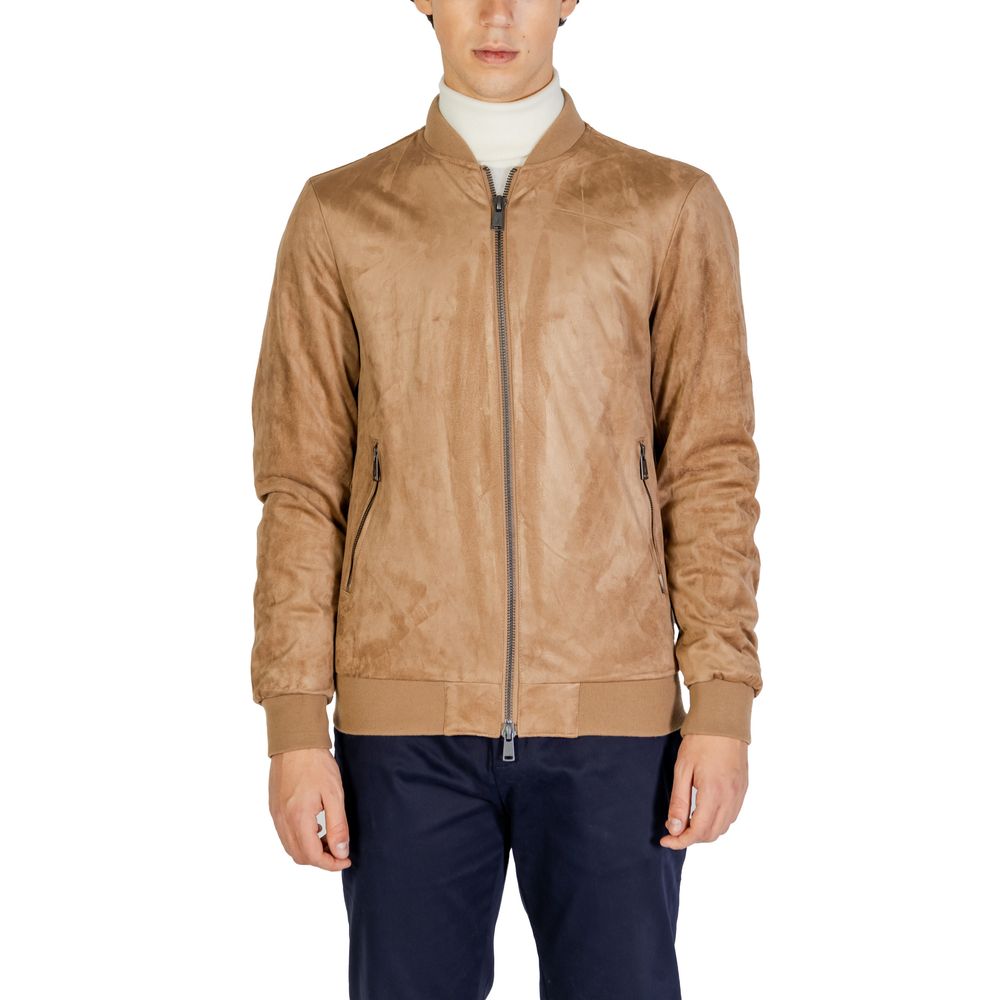 Gianni Lupo Beige Polyester Bomber | Regal Royce