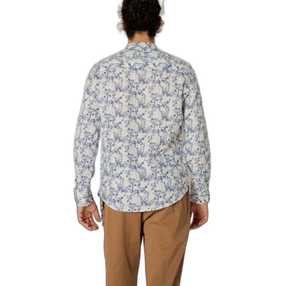 Gianni Lupo Blue Linen Pattern Shirt | Regal Royce