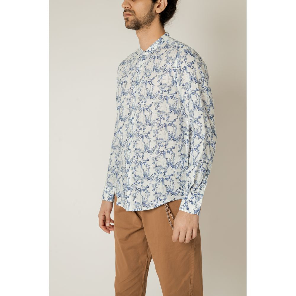 Gianni Lupo Blue Linen Pattern Shirt | Regal Royce