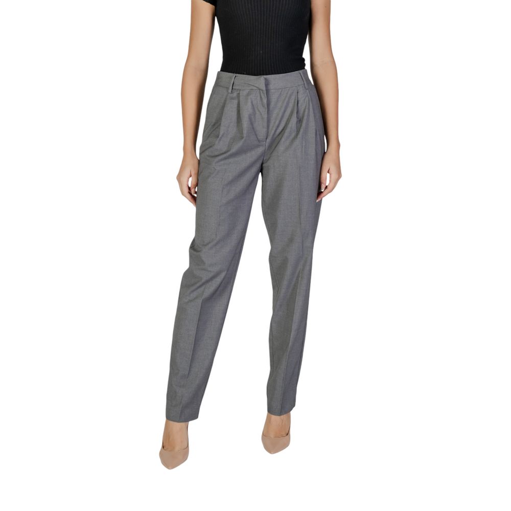 Vila Clothes Gray Polyester Casual Pants | Regal Royce
