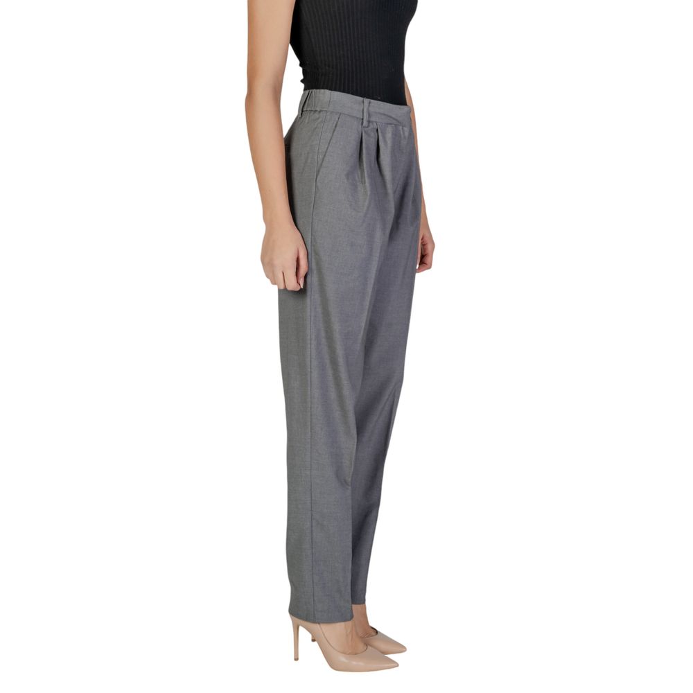 Vila Clothes Gray Polyester Casual Pants | Regal Royce