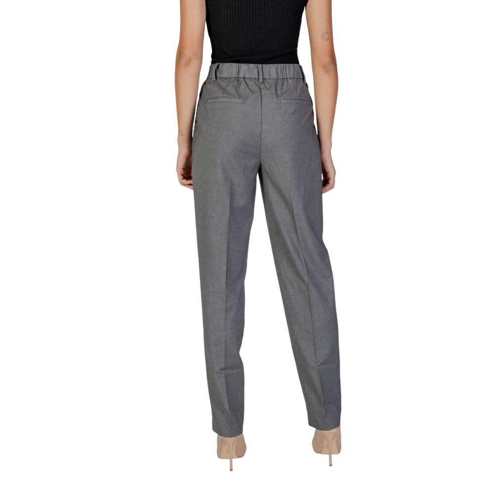 Vila Clothes Gray Polyester Casual Pants | Regal Royce