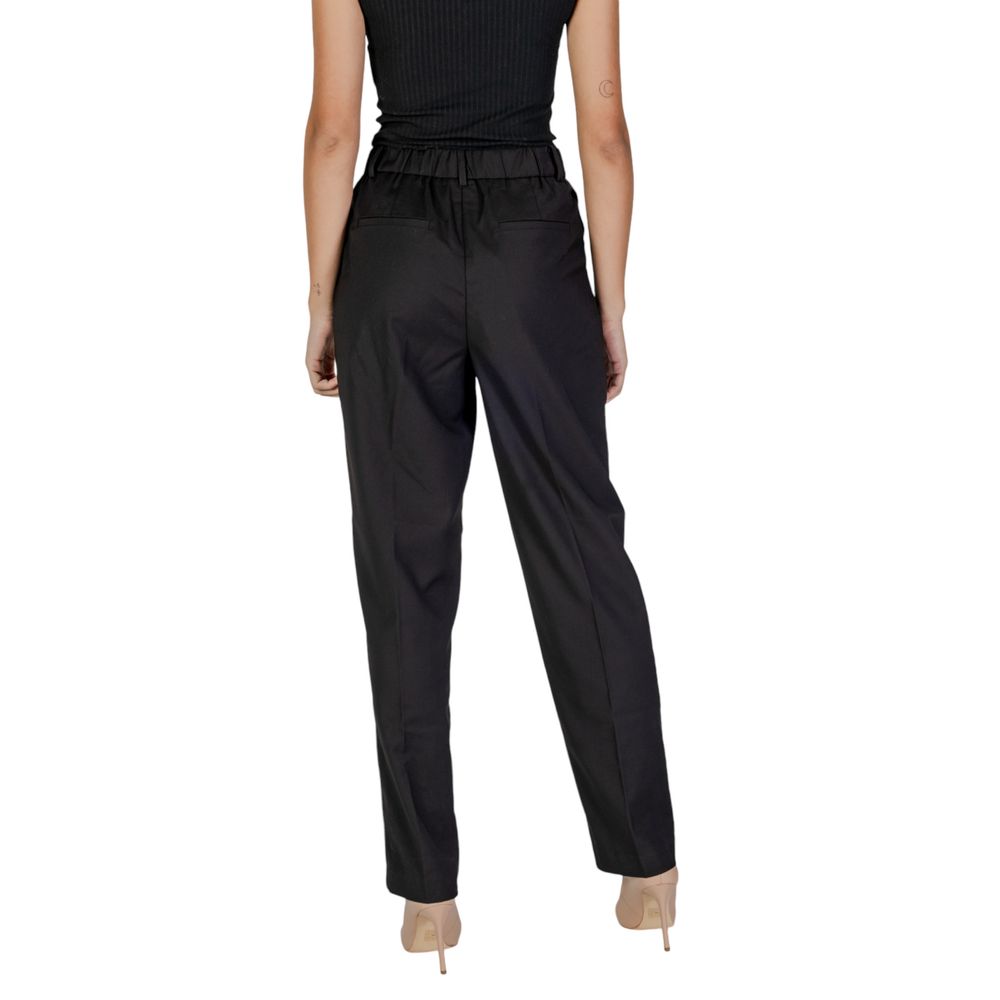 Vila Clothes Black Polyester Casual Pants | Regal Royce