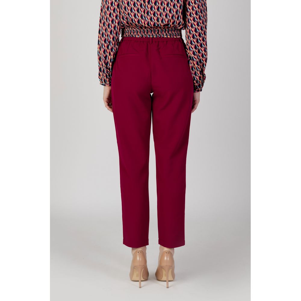 Vila Clothes Bordeaux Polyester Casual Pants | Regal Royce