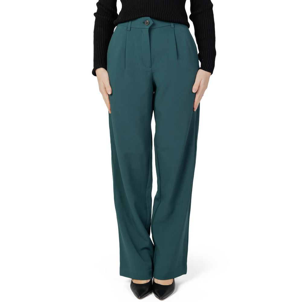 Vila Clothes Green Recycled Polyester Flared Pants | Regal Royce