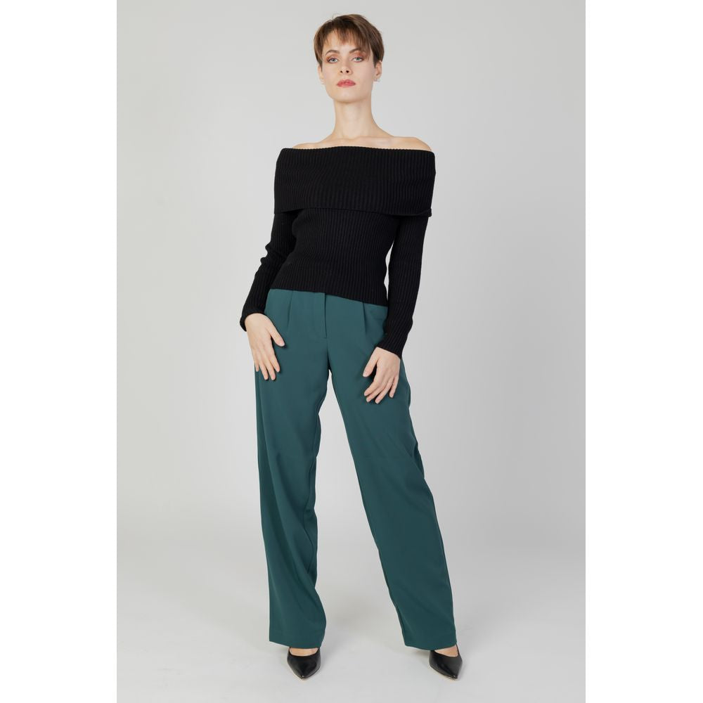 Vila Clothes Green Recycled Polyester Flared Pants | Regal Royce
