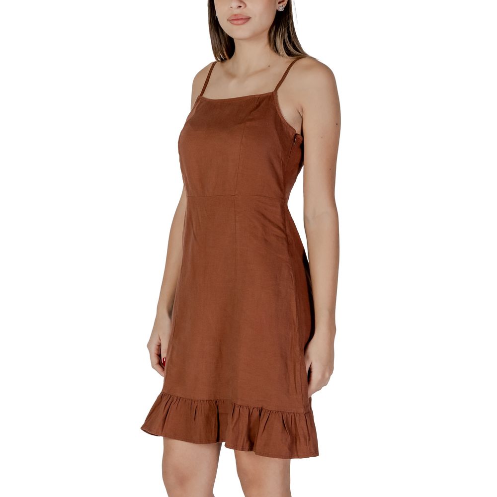 B.Young Brown Linen Midi Dress | Regal Royce