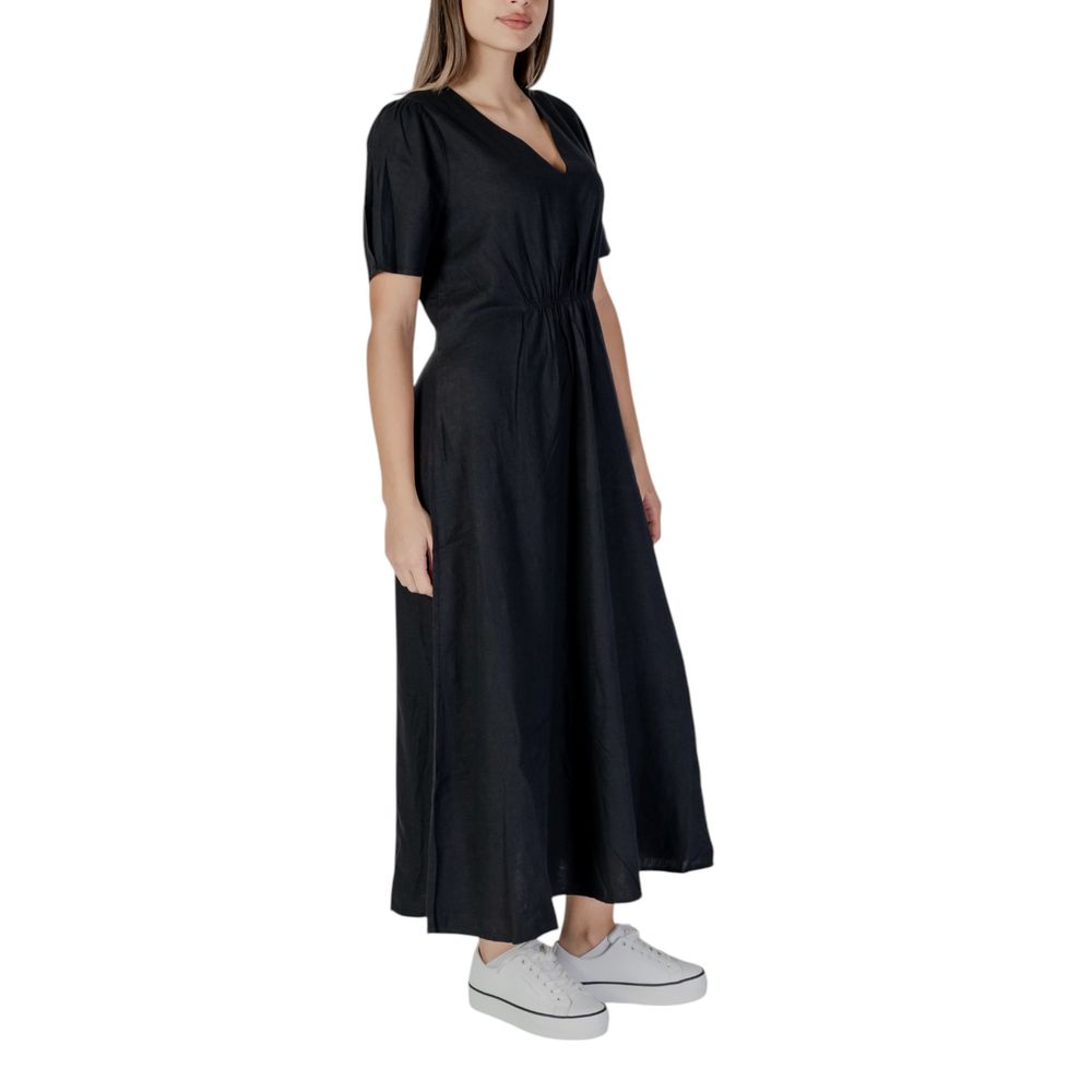 B.Young Black Linen Long Dress | Regal Royce
