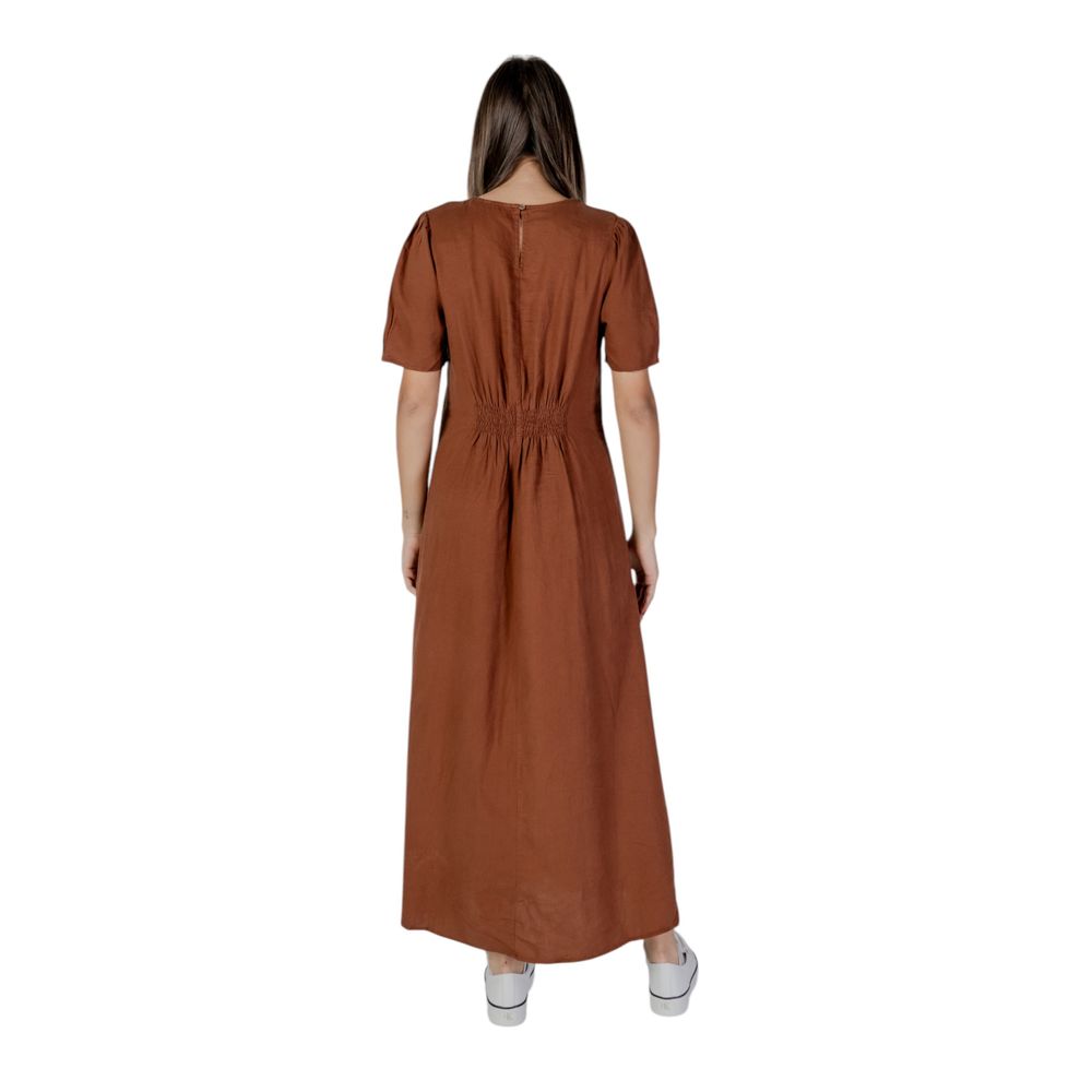 B.Young Brown Linen Long Dress | Regal Royce