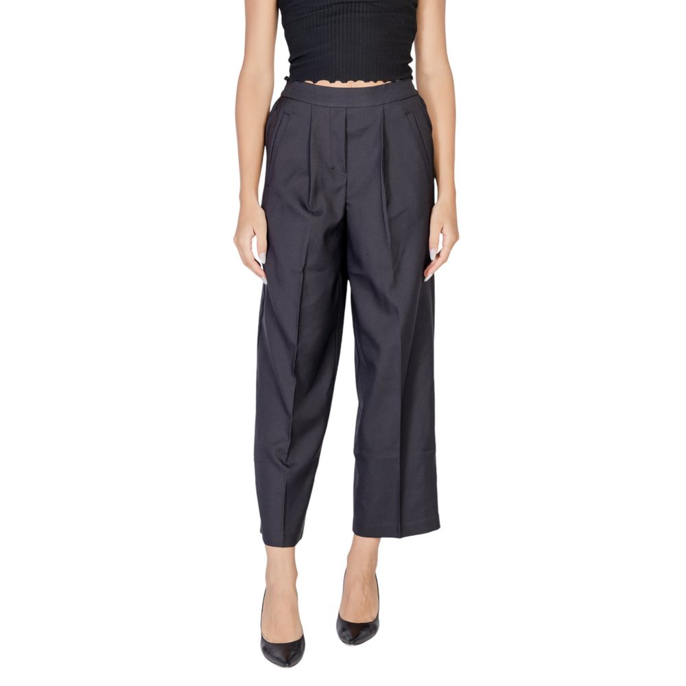 ICHI Black Polyester Casual Pants | Regal Royce